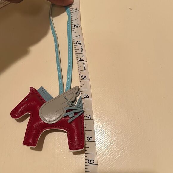 Leather Pegasus Horse Pony Bag Charm Blue Red New - Picture 6 of 8